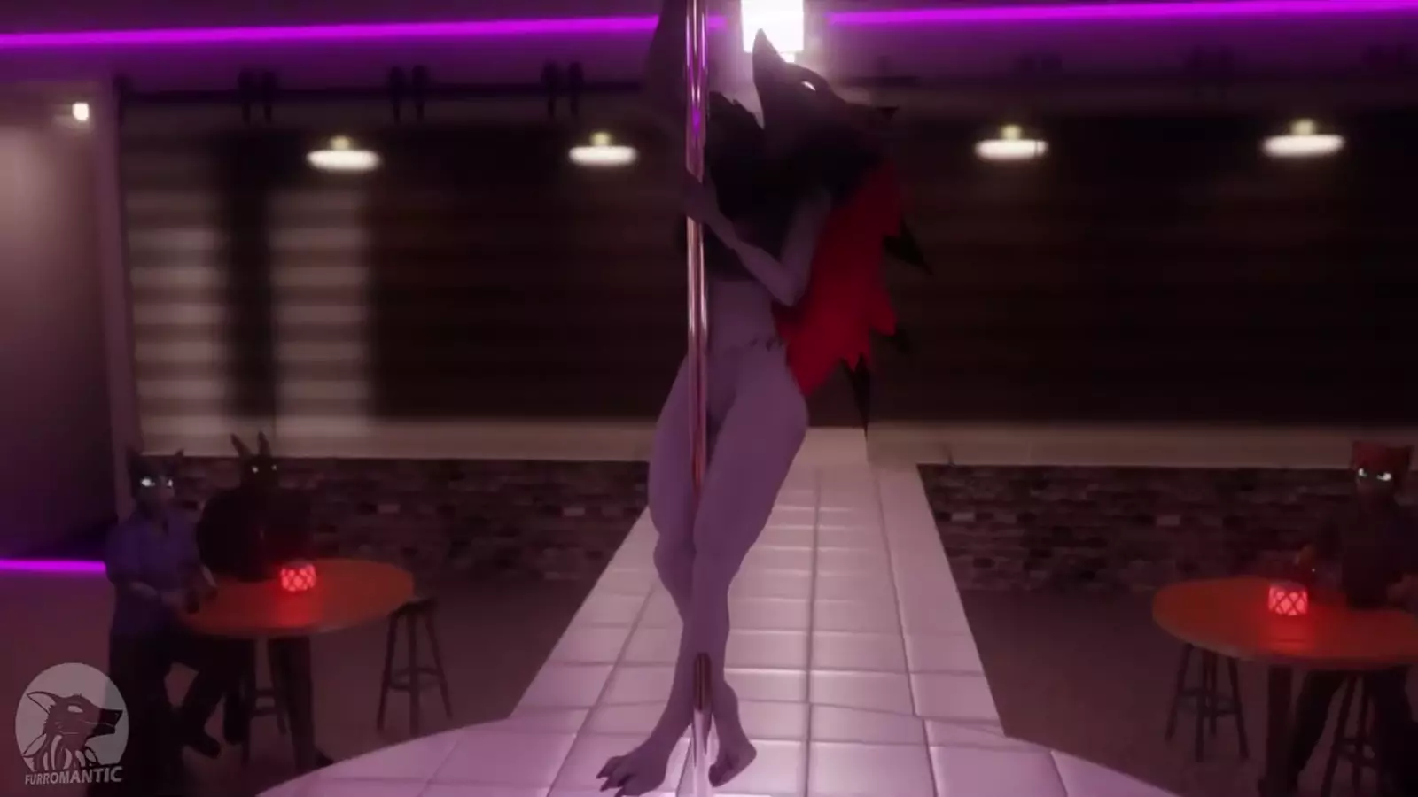 A demon in a hoodie posing seductively for the camera